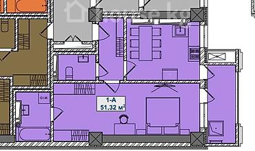 1 комната, 51 м², Кок-Жар мкр Элитка, 8 этаж, ПСО (под самоотделку)