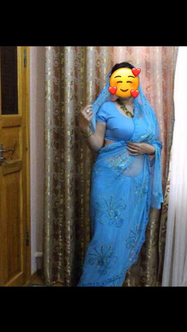 Другая женская одежда: Сари индийское ткань - шифон на нем стразы вышиты в ручную