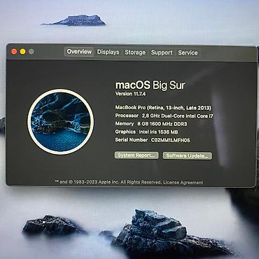 Ноутбуки Apple (MacBook): Macbook Pro 13 2013 retina - core i7 2,8ghz - ssd 500gb - ram 8gb - — 7