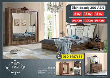 Yataq otağı dəstləri: 2 təknəfərlik çarpayı, Dolab, Termo, 2 tumba, Azərbaycan, Yeni — 12