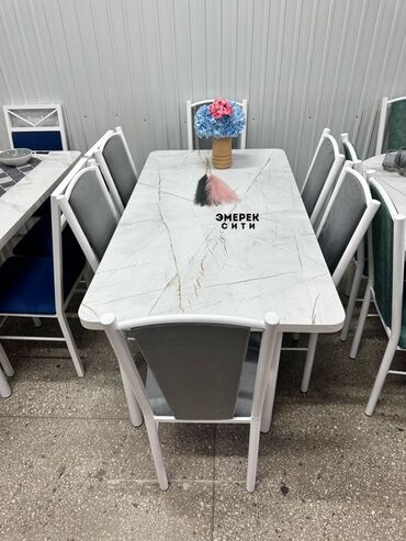 куханые столы: Ашкана үстөлү жана отургуч, түсү - Ак