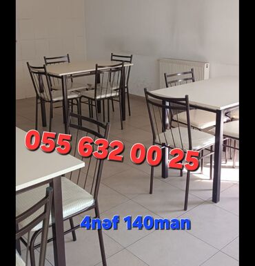 Bağ, çöl masa və oturacaq dəstləri: Yeni, Kvadrat masa, 4 stul, Açılmayan, Stullar ilə, Metal, Azərbaycan — 3