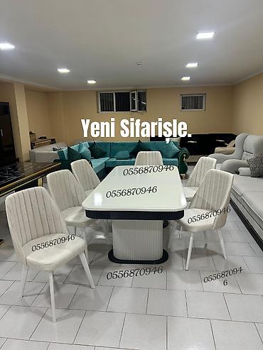 ders masa: Qonaq otağı üçün, Yeni, Açılmayan, Oval masa, 6 stul — 1
