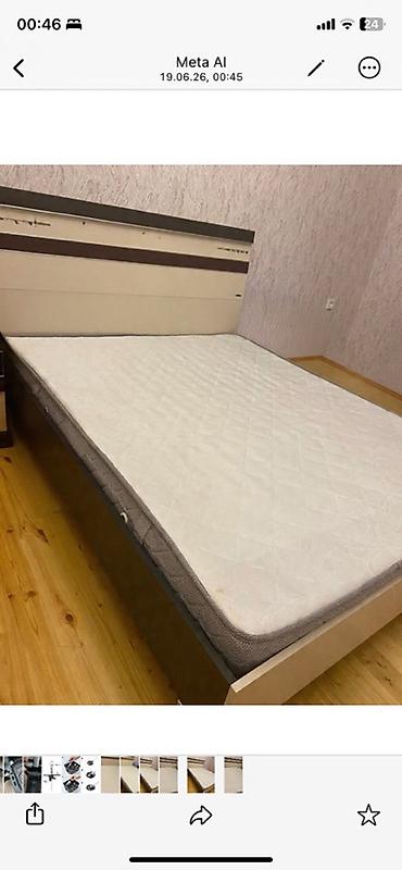 tunbucka: İki nəfərlik çarpayı və döşək dəsti - Ölçü: təxminən 160x200 sm — 1