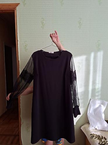 Платья: Qara rəngli zərif don - Model: A-kəsim, düz siluet - Boyun: dairəvi — 2