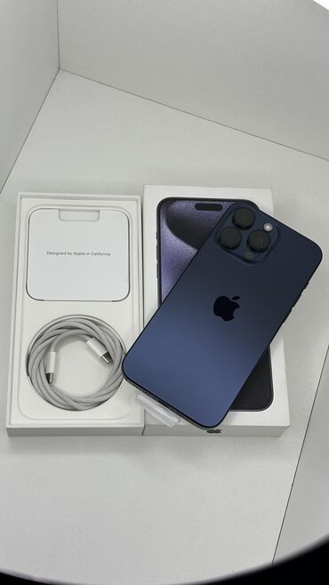 разбитый iphone: IPhone 15 Pro Max, Б/у, 256 ГБ, Pacific Blue, Кабель, Коробка, 100 %