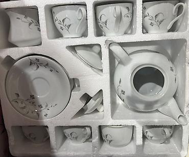 Çay dəsti, rəng - Ağ, Keramika, 6 nəfərlik