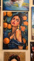 Şəkillər, tablolar: El ishidir. Ketan uzerinde yagli boya texnikasi ile ishlenib — 2