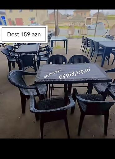 plastik stollar: Yeni, Dördbucaq masa, 6 stul, Açılmayan, Stullar ilə, Plastik, Türkiyə — 2
