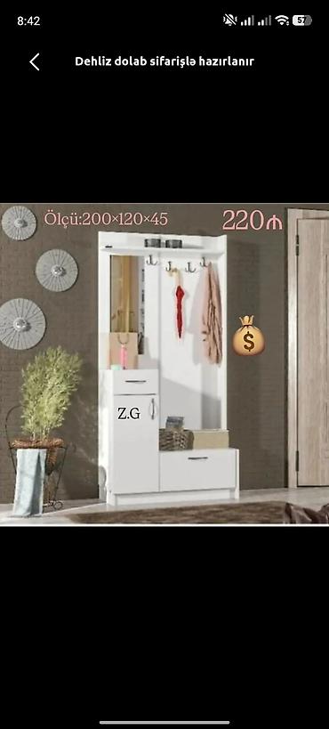 kicik skaf: Dehliz dolabı – sifarişlə hazırlanır. - Ölçü: 200 × 120 × 45 sm — 1