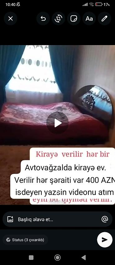 kredit ev: Avtovağzalda kirayə ev.

isdeyen yazsin videonu atım tam şəraitlii ev — 1