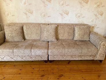 мебель для кухни: Bej rəngli 3 oturacaqlı divan - Klassik üslubda, yumşaq toxumalı bej — 1