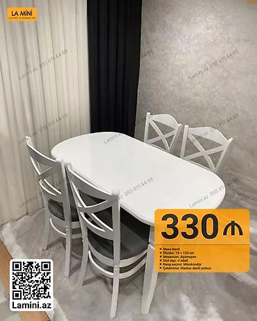 Mebel: Masa dəsti – 4 stullu - Ölçü: 70 × 120 sm - Mexanizm: açılmayan - — 1