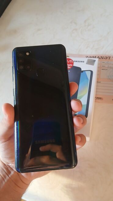 Физика: Samsung Galaxy A21S, 128 ГБ, цвет - Синий, Гарантия, Отпечаток пальца, Две SIM карты