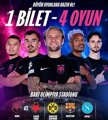 oyun alanı: Məhsul: “1 bilet – 4 oyun” futbol paketi Təsvir: - Bir bilet ilə dörd — 1