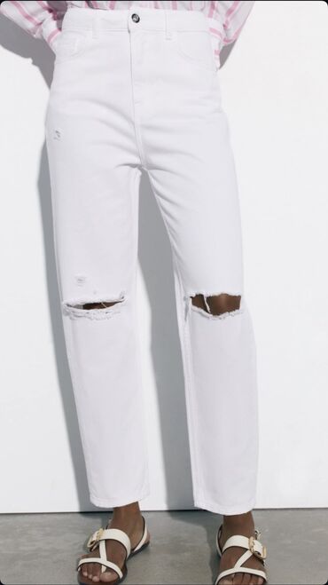 белые джинсы с дырками: Джинсы, Zara, Турция, Средняя талия, XS (EU 34)