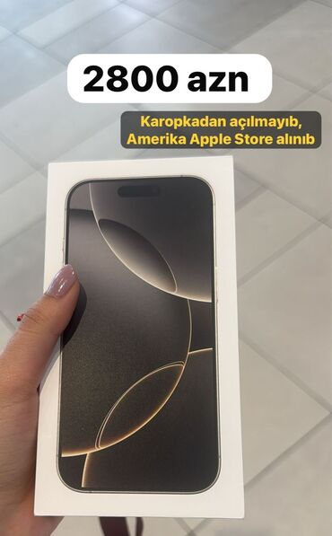 Apple iPhone: IPhone 16 Pro, 256 GB, Natural Titanium, Simsiz şarj, Face ID, Sənədlərlə