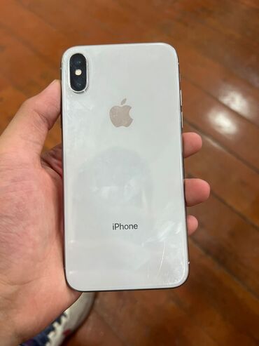 aphone x: IPhone X, Колдонулган, 64 ГБ, Ак, Каптама, 100 %