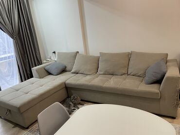 размеры мягкой мебели: Угловой диван, цвет - Коричневый, Б/у