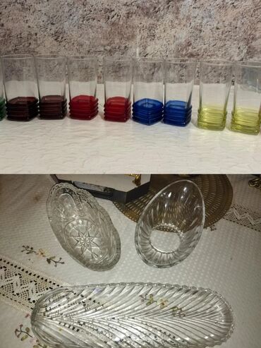 Qrafinlər və səhənglər: Şüşə salat qabları dəsti – 3 ədəd - Material: şəffaf qalın şüşə - — 3