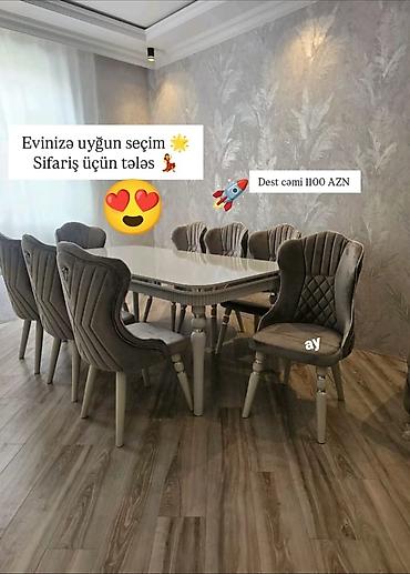ber ber stolu: Qonaq otağı üçün, Yeni, Açılmayan, Dördbucaq masa, 6 stul — 1