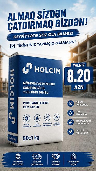 kabel 4 mm: İnşaat betonu Holcim M-400, Həcm: 40 kubmetr, Sifarişlə — 1
