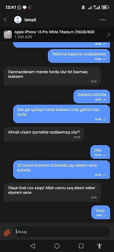 gəncə iphone: IPhone 16 Pro, 256 GB, White Titanium, Face ID — 3