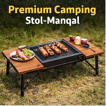 dos eti: Premium Camping Stol-Manqal - 2-si 1-də həll: geniş piknik stolu və — 1