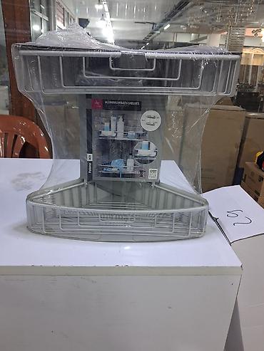 hamam ucun aksessuarlar: Alüminium hamam rəfi – künc tipli, 2 mərtəbəli - Material: yüngül və — 1