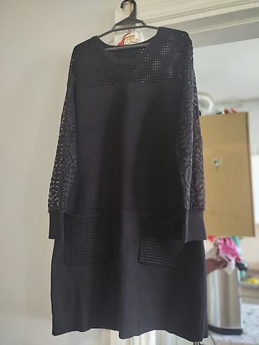 tayt: Qara tunik/sviter paltar - Rəng: qara - Model: rahat, düz kəsim, dizə — 1