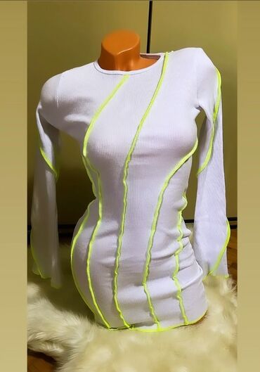 haljine neobičnog kroja: S (EU 36), color - White, Cocktail, Long sleeves