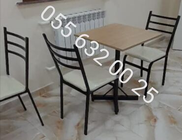 Bağ, çöl masa və oturacaq dəstləri: Yeni, Kvadrat masa, 4 stul, Açılmayan, Stullar ilə, Dəri, Azərbaycan — 26