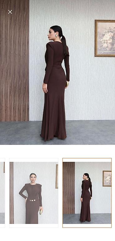 sarlar: Qadın gecə/libas donu – şokolad qəhvəyisi - Model: Uzun, yerə qədər — 3