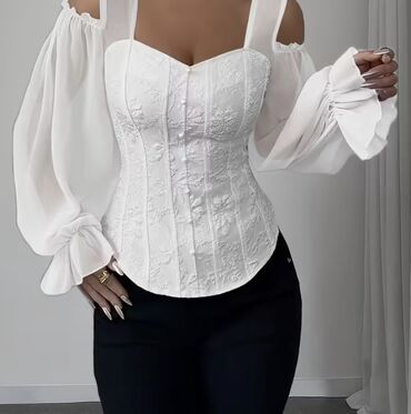 button куртки бишкек: Блузка, Шифон, Solid print