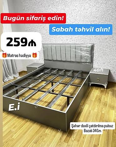 Çarpayılar: Yataq dəsti – müxtəlif modellər - Yumşaq başlıqla, müasir dizaynlı — 3