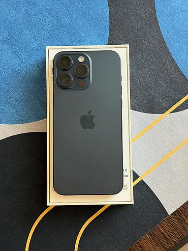 Мобильные телефоны и аксессуары: IPhone 15 Pro Max, Б/у, 256 ГБ, Blue Titanium, Защитное стекло, Чехол, Кабель, 85 % — 1