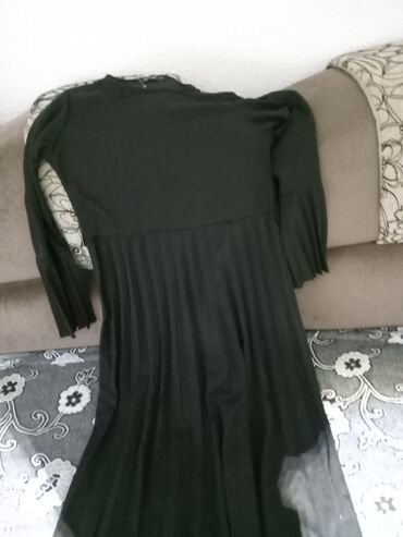 crna kožna haljina: XL (EU 42), bоја - Crna, Koktel, klub, Dugih rukava
