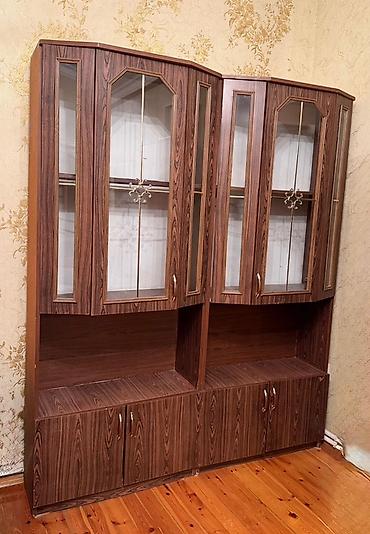 servant qorka: İkili vitrinli şkaf – salon/mətbəx üçün - Material: ağac fakturalı — 1