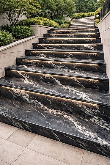 Mərmər: Mərmər pilləkənlər – dizayn və quraşdırma - Material: təbii mərmər — 11