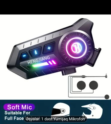 Qulaqcıqlar: HENGJIANG X3 – dəbilqə üçün Bluetooth qulaqlıq və işıqlı idarəetmə — 6