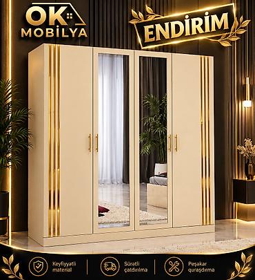 Dolablar: Yeni, 4 qapılı, Güzgülü, Qəhvəyi, Taxta, Açılan, Düz dolab — 6