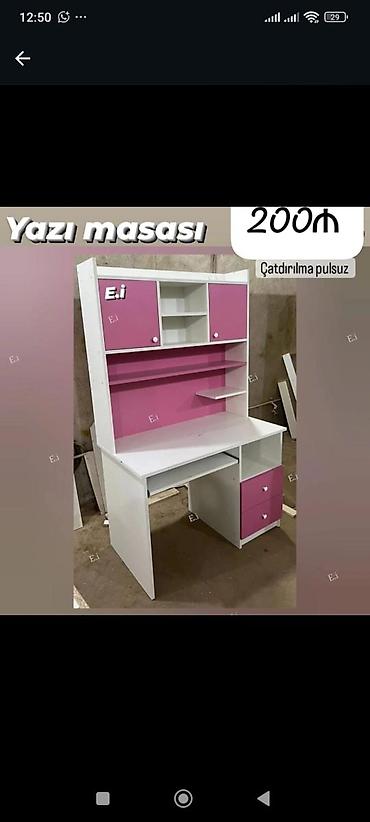 masa transformatoru: Yazı masası - Rəng: ağ və çəhrayı kombinasiyası - Yuxarı hissədə iki — 1