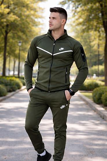 bez tech fleece: Nike muška trenerka maslinasta NOVO Novo Mokra likra Veličine m l xl — 1