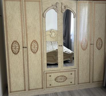 спальный гарнитур джулия: Спальный гарнитур, Двуспальная кровать, МДФ, цвет - Бежевый