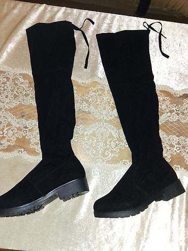 Qadın dizüstü çəkmələr – qara, zamşa effektli materialdan. - Model lalafo.az -da Qadın dizüstü çəkmələr – qara, zamşa effektli materialdan. - Model