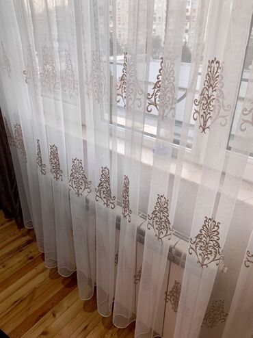 Pərdə və tüllər: İşlənmiş, Tül, rəng - Qəhvəyi, Pulsuz çatdırılma — 5