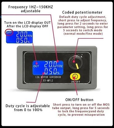 univerzalne multimedije: PWM kontroler/driver XY-MP12 za istosmerne motore i LED, 12 A, sa LCD — 4