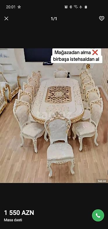 mdf panel: Qonaq otağı üçün, Yeni, Dördbucaq masa, 12 stul — 1