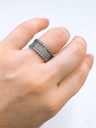 Серебряные кольца: Кольцо, Коктейльное, Проба 925, Женские, Фианит, Новый — 7