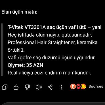 vitek tozsoran: T-Vitek VT3301A Professional Hair Straightener – saç üçün vafli ütü — 2